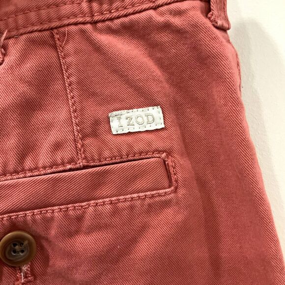 Excellent Condition!! 100% Cotton IZOD Men's Shorts in Salmon (Red/Pink) Sz 34 - Picture 2 of 6